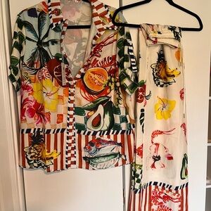 Tropical Print Button Down Shirt